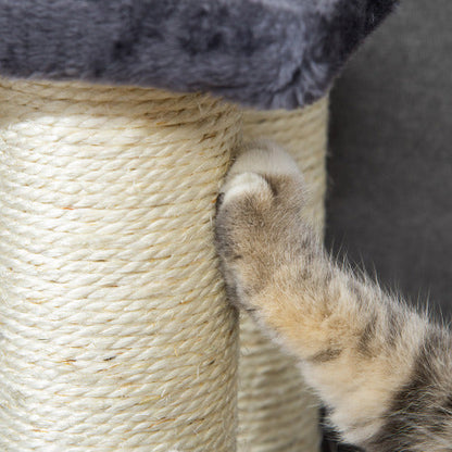 PawHut Katzenleiter mit 4 Stufen – Treppenförmiger Katzenbaum für hohe Betten & Sofas