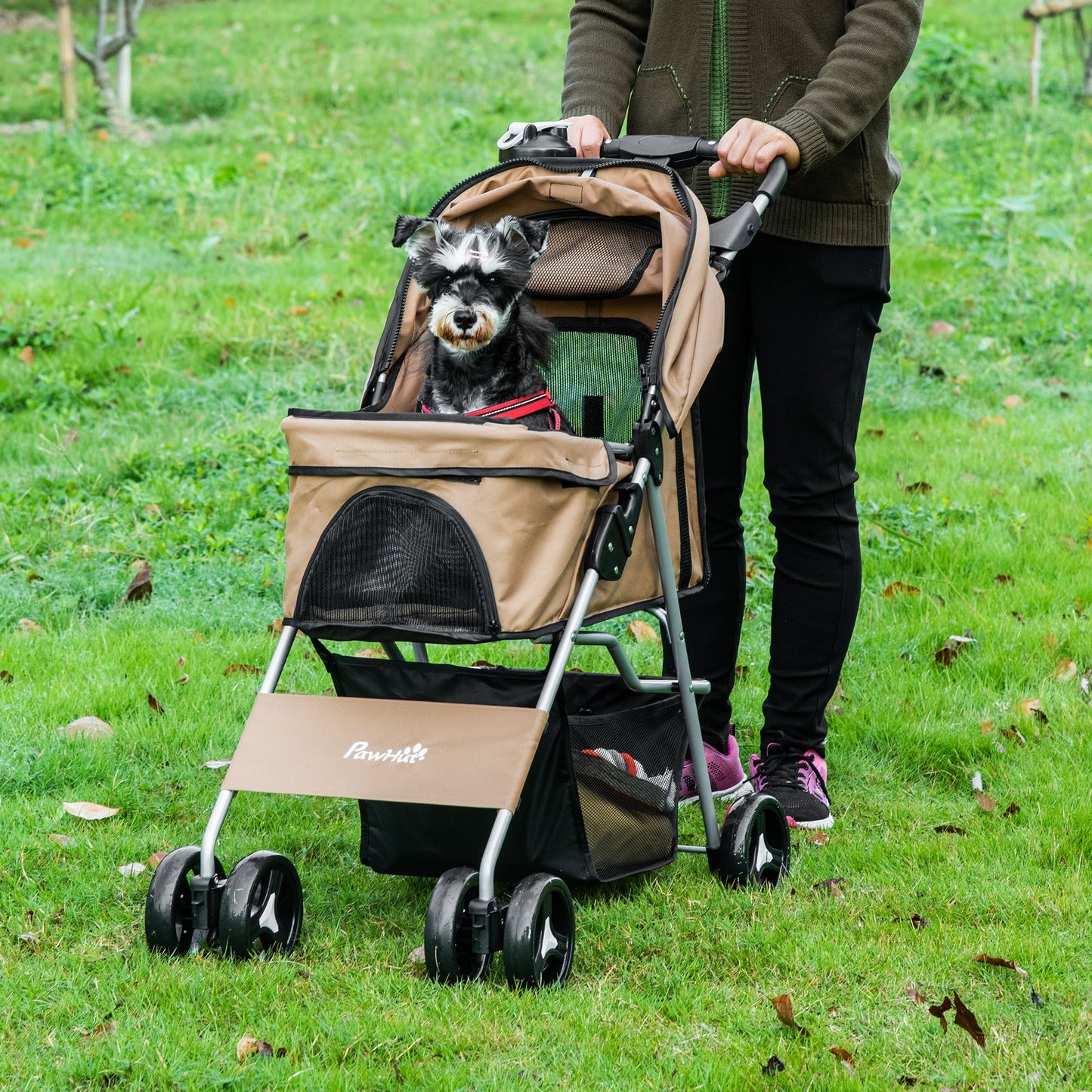 PawHut Faltbarer Haustier-Buggy – 4-Rad Hundewagen & Katzenwagen für kleine bis mittelgroße Hunde und Katzen