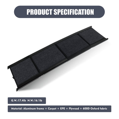 Hunderampe fürs Auto 165 × 43 cm – Große faltbare Pet Ramp für Truck, SUV & PKW