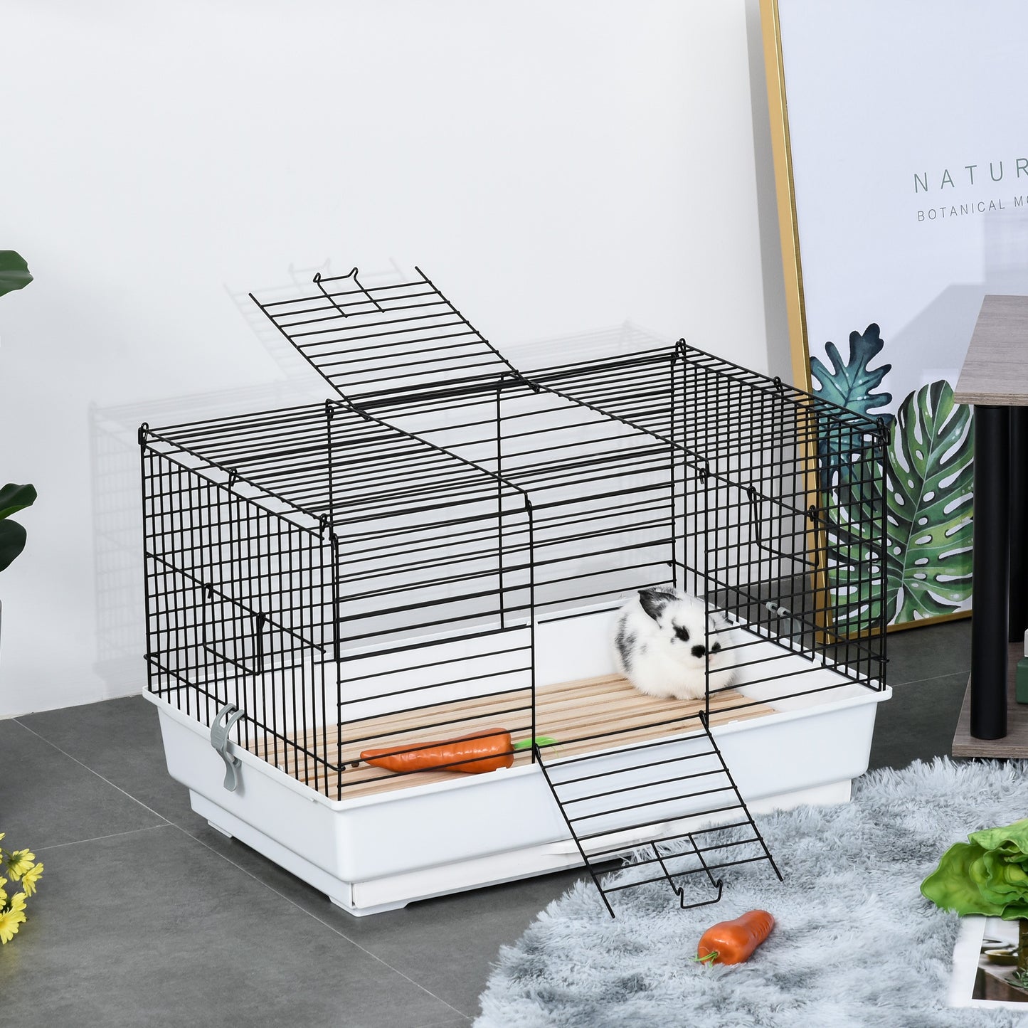 PawHut Kleintierkäfig Habitat – Spielhaus für kleine Kaninchen & Hasen