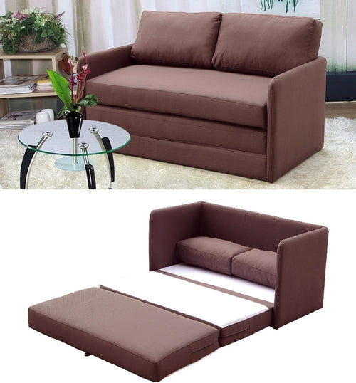 Braunes Modernes 2-Sitzer Schlafsofa – Platzsparend für kleine Räume