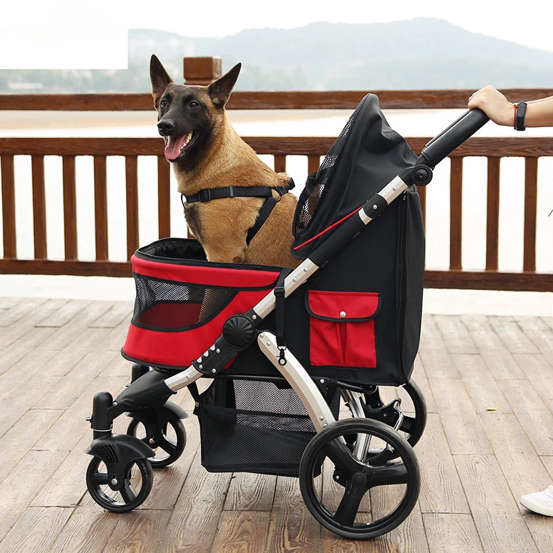 Faltbarer Luxus Pet Cart – Großer Hunde- & Katzenwagen für große Hunde & mehrere Katzen