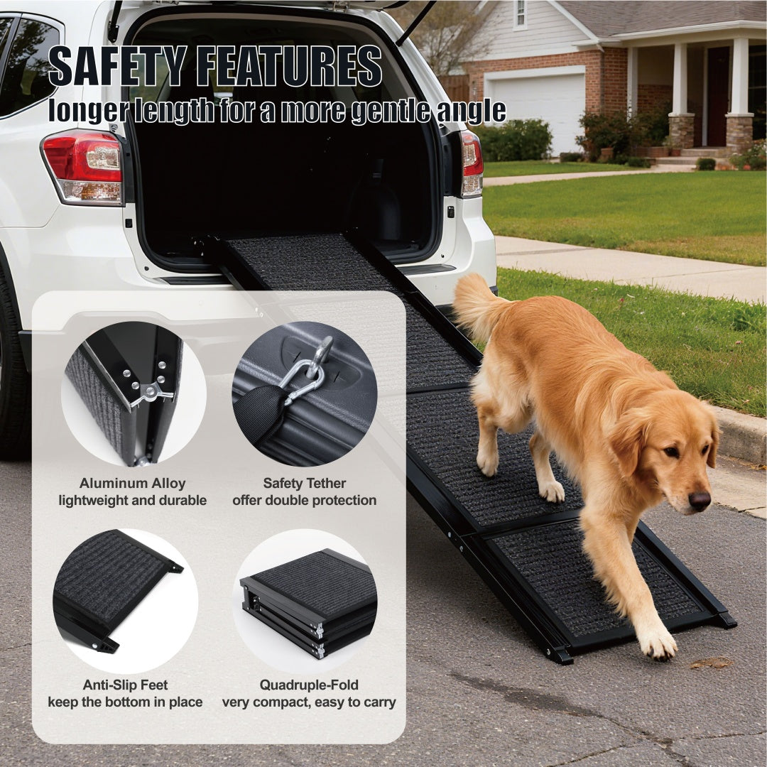 Hunderampe fürs Auto 165 × 43 cm – Große faltbare Pet Ramp für Truck, SUV & PKW