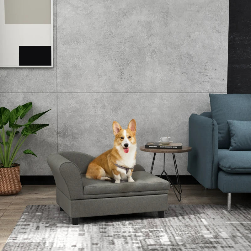 PawHut Hundesofa für kleine Hunde mit Stauraum – Grau
