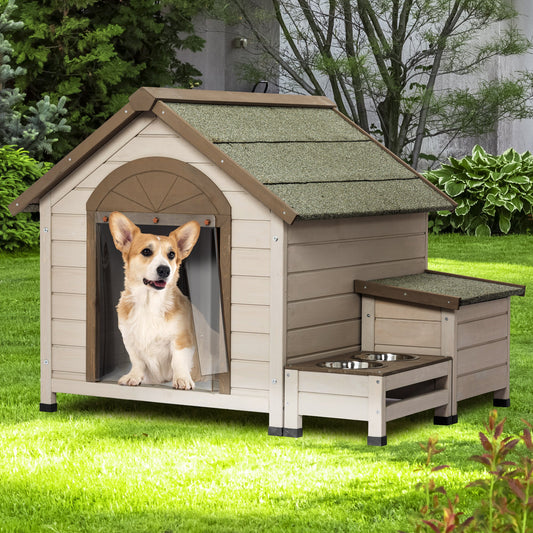 Hundehütte aus Tannenholz für den Außenbereich mit offenem Dach, ideal für kleine bis mittelgroße Hunde