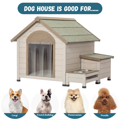 Hundehütte aus Tannenholz für den Außenbereich mit offenem Dach, ideal für kleine bis mittelgroße Hunde