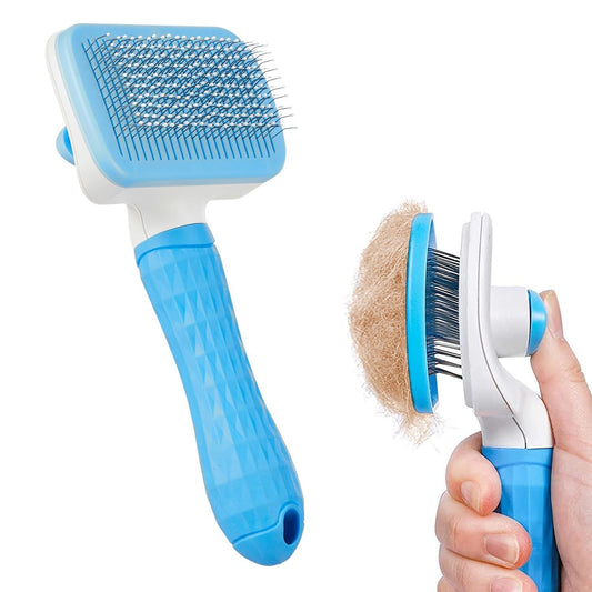 Basics Selbstreinigende Slicker Bürste – Fellpflegebürste für Hunde & Katzen